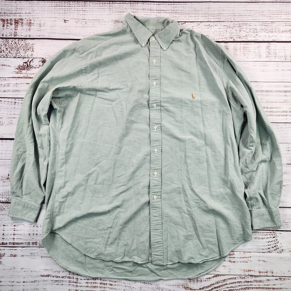 Polo Ralph Lauren Mens Stretch Oxford Shirt 2XLT Green Long Sleeve Button Up